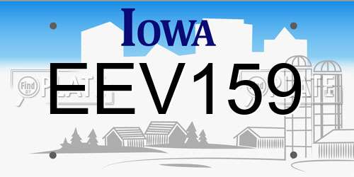 EEV159 Iowa License Plate