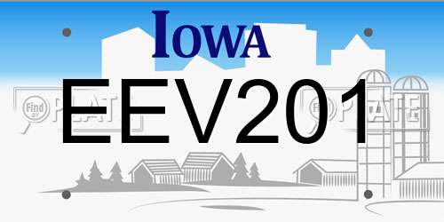 EEV201 Iowa License Plate