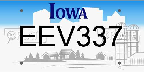 EEV337 Iowa License Plate