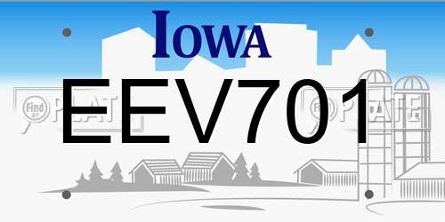 EEV701 Iowa License Plate