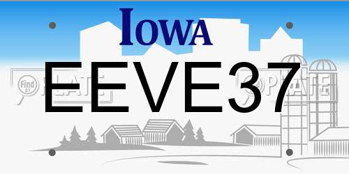 EEVE37 Iowa License Plate