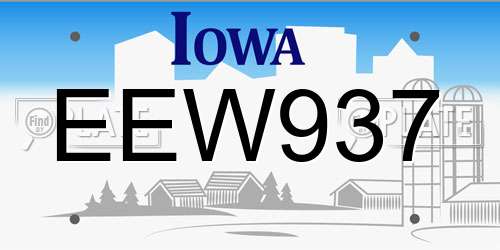 EEW937 Iowa License Plate