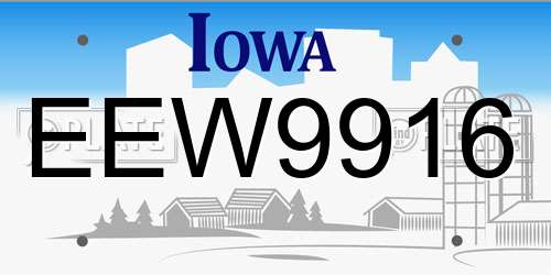EEW9916 Iowa License Plate