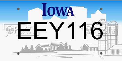 EEY116 Iowa License Plate