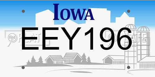 EEY196 Iowa License Plate