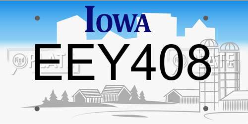 EEY408 Iowa License Plate