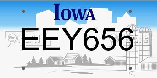 EEY656 Iowa License Plate