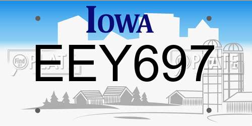 EEY697 Iowa License Plate