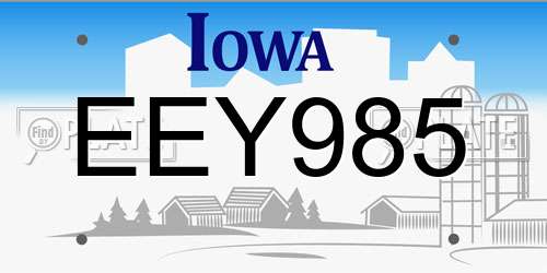 EEY985 Iowa License Plate