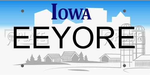EEYORE Iowa License Plate