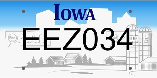 EEZ034 Iowa License Plate