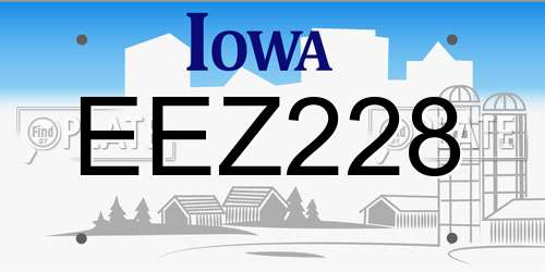 EEZ228 Iowa License Plate