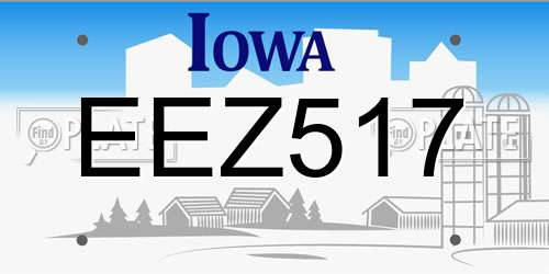 EEZ517 Iowa License Plate