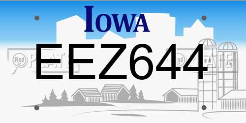 EEZ644 Iowa License Plate