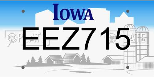 EEZ715 Iowa License Plate