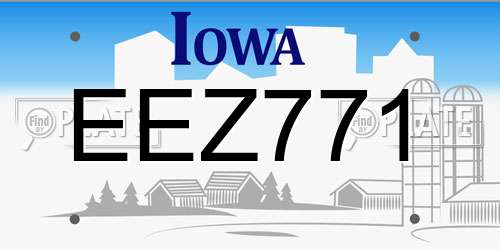 EEZ771 Iowa License Plate