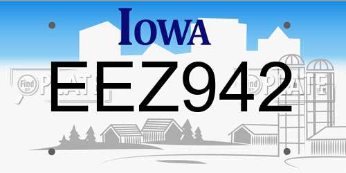 EEZ942 Iowa License Plate