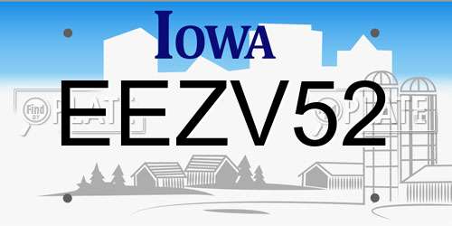 EEZV52 Iowa License Plate
