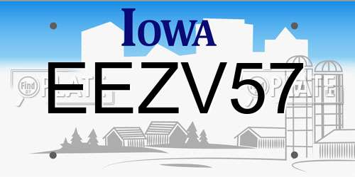EEZV57 Iowa License Plate