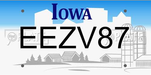EEZV87 Iowa License Plate