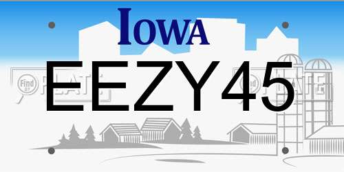 EEZY45 Iowa License Plate