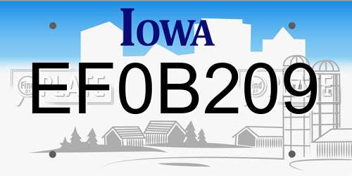 EF0B209 Iowa License Plate