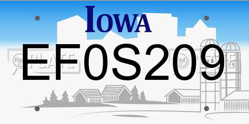 EF0S209 Iowa License Plate