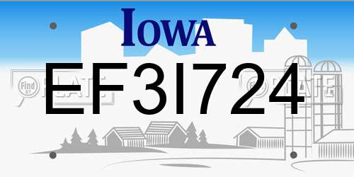 EF3I724 Iowa License Plate