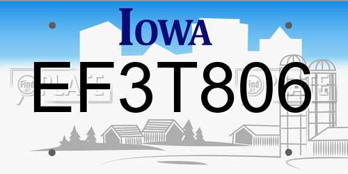 EF3T806 Iowa License Plate