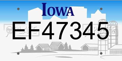 EF47345 Iowa License Plate