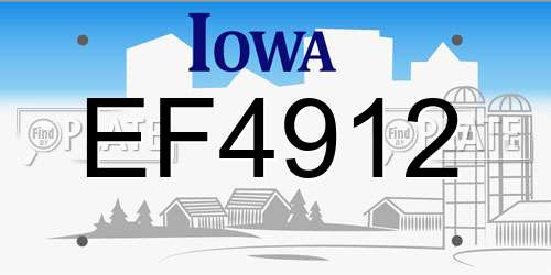 EF4912 Iowa License Plate
