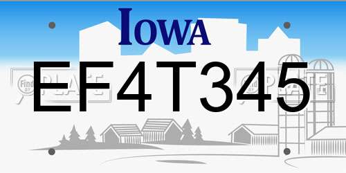 EF4T345 Iowa License Plate