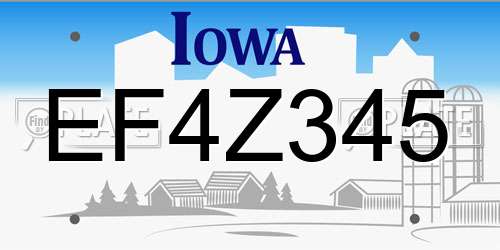 EF4Z345 Iowa License Plate