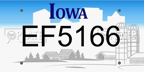 EF5166 Iowa License Plate