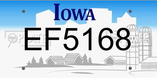 EF5168 Iowa License Plate