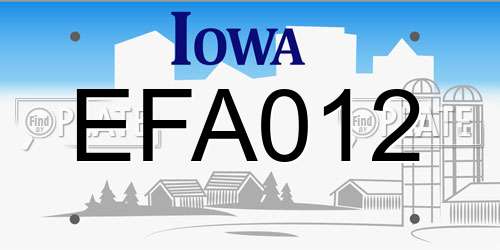 EFA012 Iowa License Plate