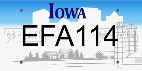 EFA114 Iowa License Plate