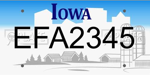 EFA2345 Iowa License Plate