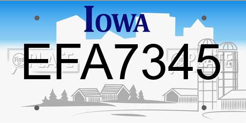 EFA7345 Iowa License Plate
