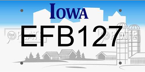 EFB127 Iowa License Plate