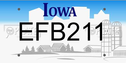 EFB211 Iowa License Plate