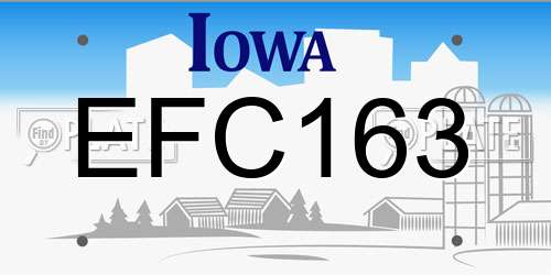 EFC163 Iowa License Plate