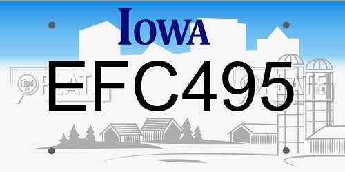 EFC495 Iowa License Plate