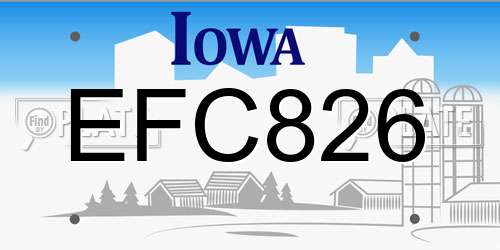 EFC826 Iowa License Plate