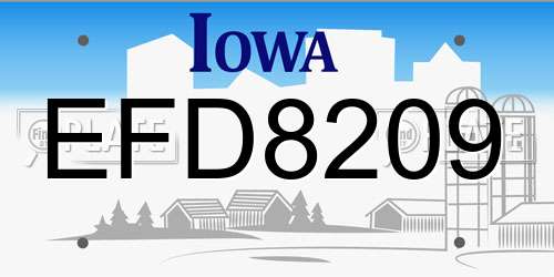 EFD8209 Iowa License Plate