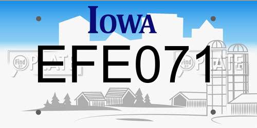 EFE071 Iowa License Plate