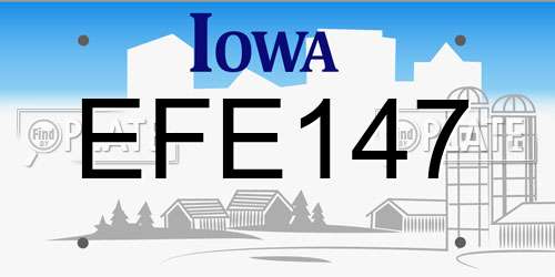 EFE147 Iowa License Plate