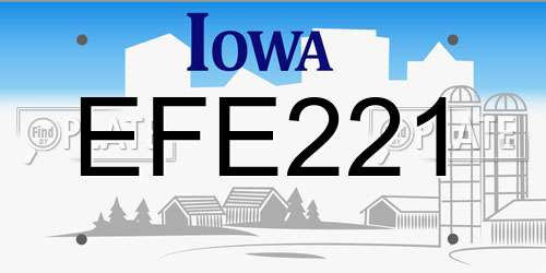 EFE221 Iowa License Plate
