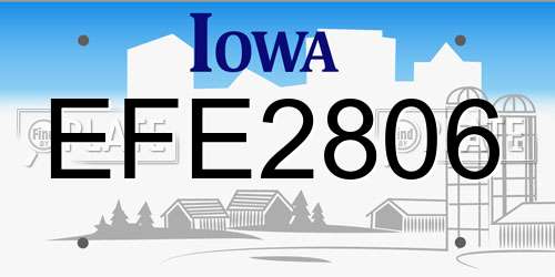 EFE2806 Iowa License Plate