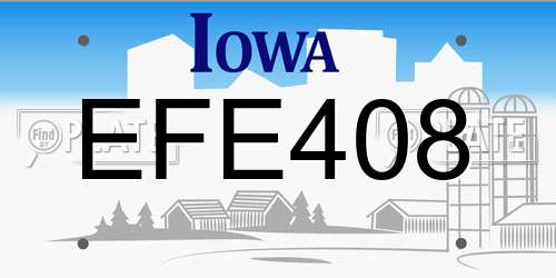 EFE408 Iowa License Plate